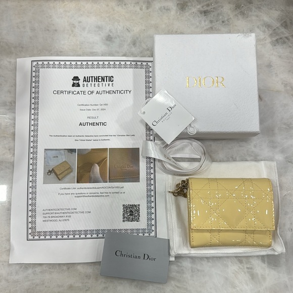 Christian Dior Lady Dior Lotus Cannage Patent Calf Leather Trifold Wallet - Picture 16 of 16